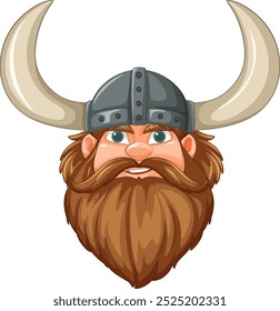 Viking barbudo com ilustração de capacete com chifres