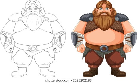 Guerreiro Viking com barba em armadura detalhada