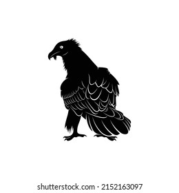 Bearded vulture bird silhouette vector illustration abstract