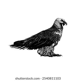 Bearded Vulture hand drawing vector isolated on white background.