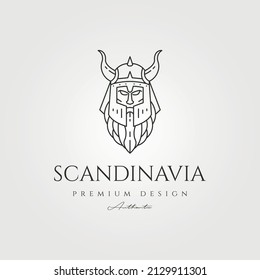 bearded warrior with mask logo vector symbol illustration design, sparta line art logo design