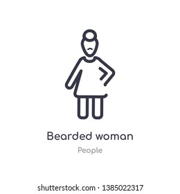 bearded woman outline icon. isolated line vector illustration from people collection. editable thin stroke bearded woman icon on white background