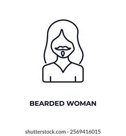 bearded woman outline icon. Linear vector from people concept. Thin line bearded woman icon isolated on white background