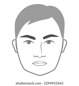 Beardless Beard style men in clean shaven face illustration Facial hair mustache. Vector grey black portrait male Fashion template flat set. Stylish hairstyle isolated outline on white background.
