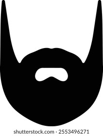 Beards Black silhouette icon in flat. Symbol of man beard Vector for apps or website beards for men face isolated on transparent background Hipster or retro gentleman with long curly beard