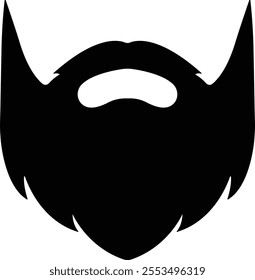 Beards Black silhouette icon in flat. Symbol of man beard Vector for apps or website beards for men face isolated on transparent background Hipster or retro gentleman with long curly beard