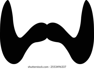 Beards Black silhouette icon in flat. Symbol of man beard Vector for apps or website beards for men face isolated on transparent background Hipster or retro gentleman with long curly beard