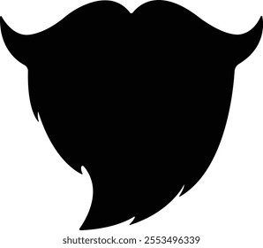 Beards Black silhouette icon in flat. Symbol of man beard Vector for apps or website beards for men face isolated on transparent background Hipster or retro gentleman with long curly beard