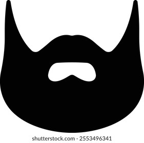 Beards Black silhouette icon in flat. Symbol of man beard Vector for apps or website beards for men face isolated on transparent background Hipster or retro gentleman with long curly beard