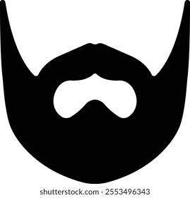 Beards Black silhouette icon in flat. Symbol of man beard Vector for apps or website beards for men face isolated on transparent background Hipster or retro gentleman with long curly beard