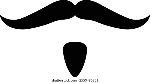 Beards Black silhouette icon in flat. Symbol of man beard Vector for apps or website beards for men face isolated on transparent background Hipster or retro gentleman with long curly beard