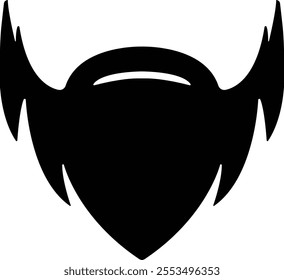 Beards Black silhouette icon in flat. Symbol of man beard Vector for apps or website beards for men face isolated on transparent background Hipster or retro gentleman with long curly beard