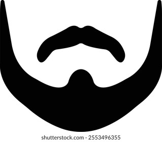 Beards Black silhouette icon in flat. Symbol of man beard Vector for apps or website beards for men face isolated on transparent background Hipster or retro gentleman with long curly beard