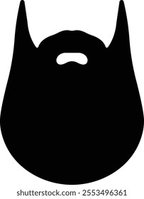 Beards Black silhouette icon in flat. Symbol of man beard Vector for apps or website beards for men face isolated on transparent background Hipster or retro gentleman with long curly beard