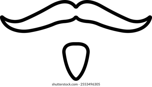 Beards Black silhouette icon in line. Symbol of man beard Vector for apps or website beards for men face isolated on transparent background Hipster or retro gentleman with long curly beard