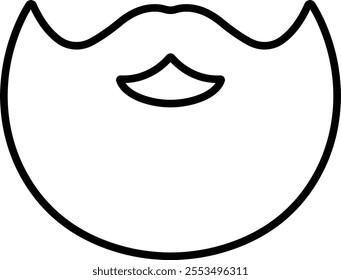 Beards Black silhouette icon in line. Symbol of man beard Vector for apps or website beards for men face isolated on transparent background Hipster or retro gentleman with long curly beard