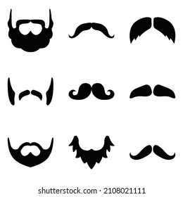 Beards And Mustache Flat Icon Set Isolated On White Background