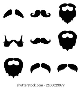 Beards And Mustache Flat Icon Set Isolated On White Background