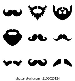 Beards And Mustache Flat Icon Set Isolated On White Background