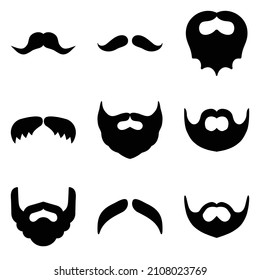 Beards And Mustache Flat Icon Set Isolated On White Background