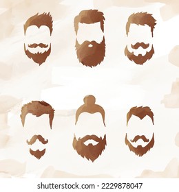 Beards and Mustaches set design. Vector Illustration.