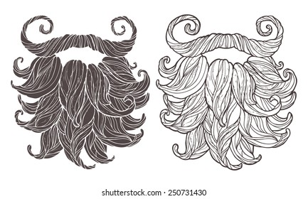beards set, hand drawn illustration