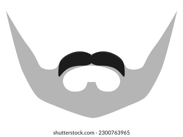 Beardstache Moustache Beard style men illustration Facial hair mustache. Vector black male Fashion template flat barber collection set. Stylish hairstyle isolated outline on white background.
