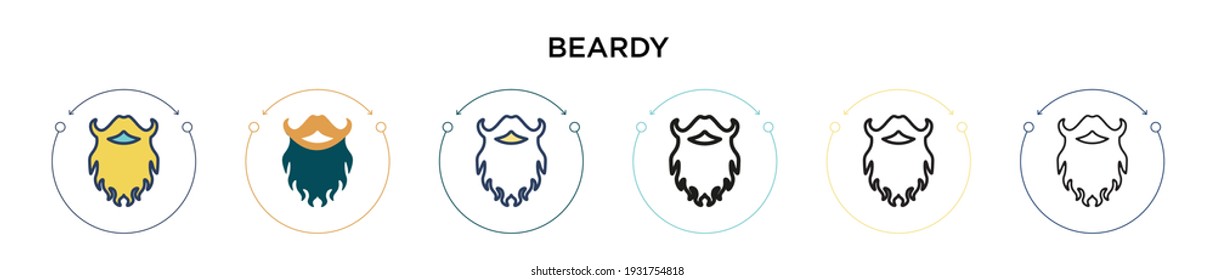 Beardy icon in filled, thin line, outline and stroke style. Vector illustration of two colored and black beardy vector icons designs can be used for mobile, ui, web