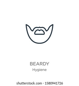 Beardy icon. Thin linear beardy outline icon isolated on white background from hygiene collection. Line vector sign, symbol for web and mobile