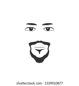 Beardy Man Face Profile Illustration Graphic