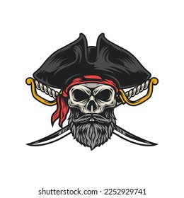 Beardy skull pirates mascot design vector