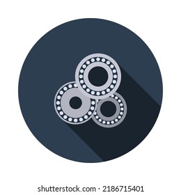 Icono de cojinete. Diseño De Esténcil De Círculo Plano Con Sombra Larga. Ilustración vectorial.