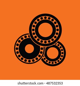 Bearing icon. Orange background with black. Vector illustration.
