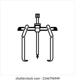 Bearing Puller Tool Icon, Two Arm Bearing Extractor Tool Icon Vector Art Illustration