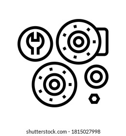 vector de icono de la línea de reemplazo de cojinetes. signo de sustitución de cojinetes. símbolo de contorno aislado ilustración negra