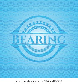 Bearing sky blue water wave badge. Vector Illustration. Detailed.
