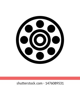 Bearing vector icon, wheel symbol. Simple, flat design for web or mobile app