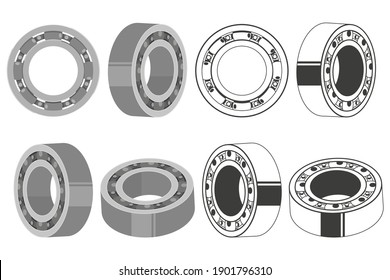 Bearing vector icons set isolated on a white background.