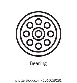 Ilustración de diseño del icono de contorno del vector del cojinete. Símbolo de ingeniería sobre archivo EPS 10 de fondo blanco