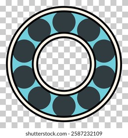 Bearing wheel icon, rolling ball sign, flat web design vector illustration .