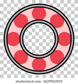 Bearing wheel icon, rolling ball sign, flat web design vector illustration .