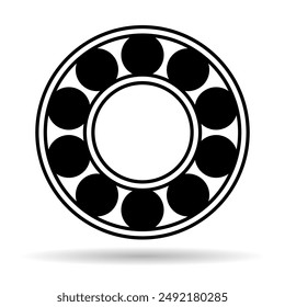 Bearing wheel shadow icon, rolling ball sign, flat web design vector illustration .