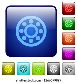 Bearings icons in rounded square color glossy button set