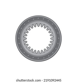 Bearings Machine Element Isolated Realistic Icon. Vector Grease Roller, Rolling Mechanism, Steel Industrial Wheel. Motion Bearing Vehicle, Motorcycle Or Bike Spare Part. Engineering And Machinery Gear