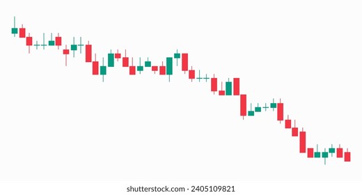 Bearish candlestick graph chart of stock, Candlestick trading graph, Market investment exchange. Candlestick Pattern in bearish market. forex trading. Candlestick trading graph isolated on white
