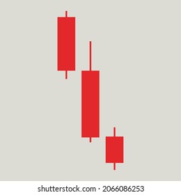 Bearish candlestick symbols, showing down trend, vector illustration for buy or sell on stock market, flat minimalist vector illustration