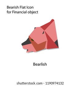 Bearish financial icon object vector contain red vintage bear isolate on white background with shadow