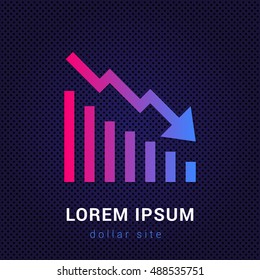 Bearish Graph Blue & Red colorful gradient attractive bright material Icon / Logo Design