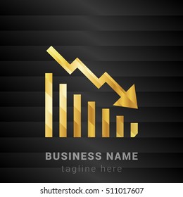 Bearish Graph Gold and Black silk fashion premium icon / Logo