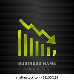 Bearish Graph Lime Green and Black silk fashion premium icon / Logo